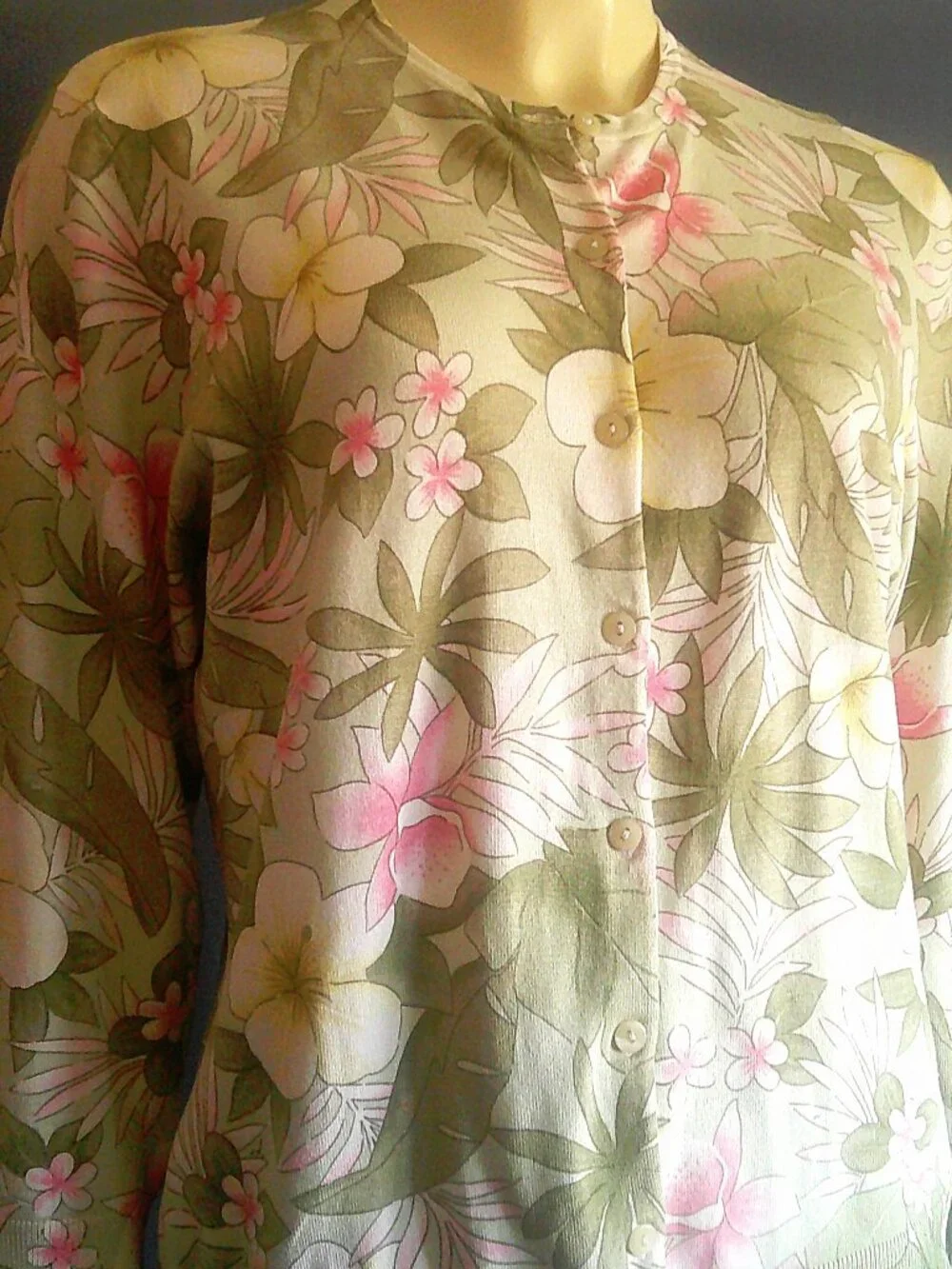Pendleton Portland 72% Silk Floral Spring Coastal Cardigan L - Picture 3 of 12